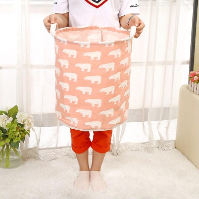 Collapsible Cotton Linen Laundry Basket With Handle For Clothes And Storage In Modern Home Decor