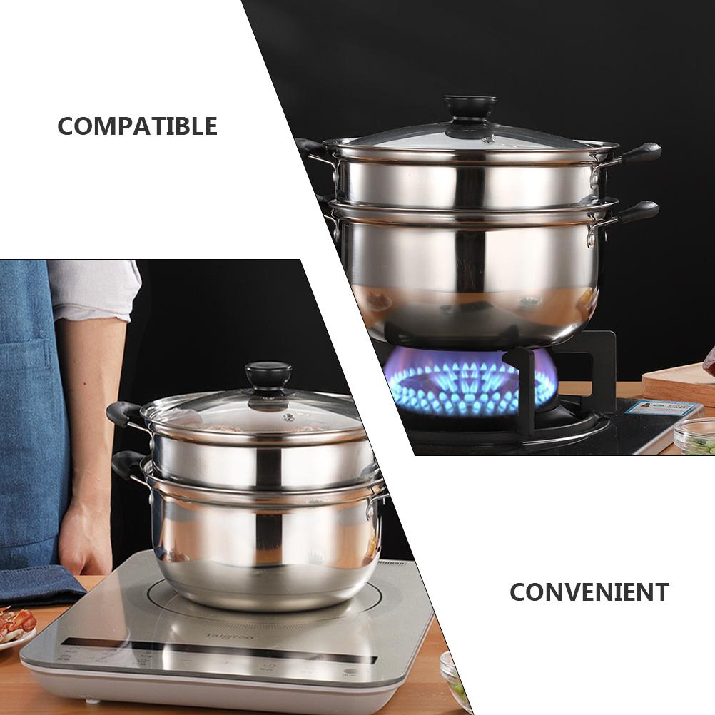 Stainless Steel Thickened Steamer Pot Non Stick Soup Pot Deep Kitchen Cookware Stock Pot Household Pot Gas Electric Stove
