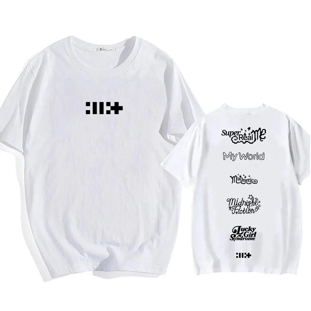 2024 New ILLIT Kpop Band T-shirt Super Real Me Letter Print T-shirt Hip Hop Street Wear Summer Women T-shirt Cotton Comfortable