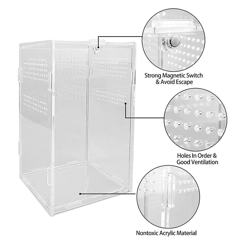 Transparent Acrylic Reptile Breeding Box 5 Size Structure Plate Insect Breathable Terrarium for Garden Cultivate Insect Breeding