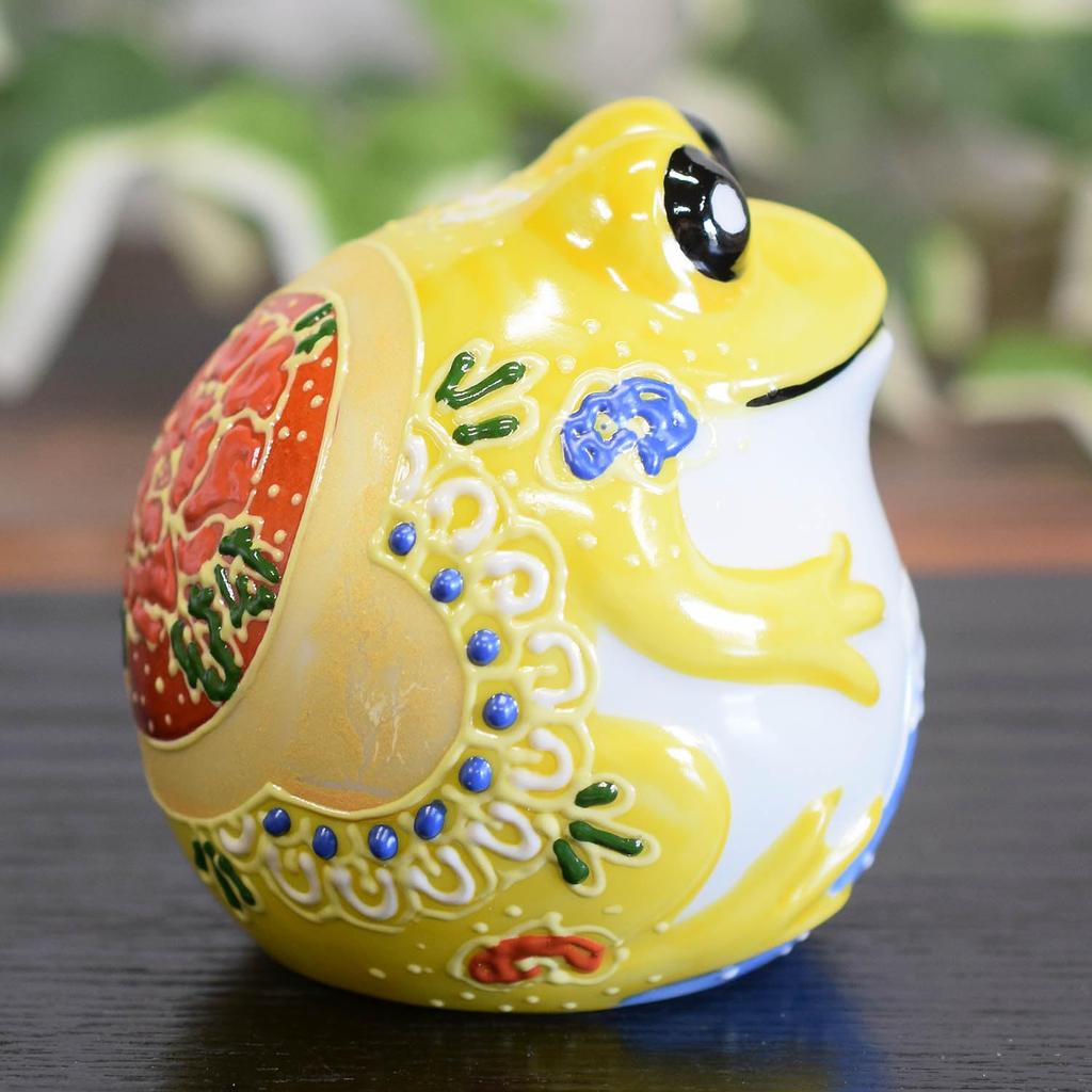 Waza no Kura Lucky Charm Frog Kutani Lucky Frog with Mount Fuji Auspicious Feng Shui Made in Birthday 60th 70th 77th 80th 88th Birthday Gift Figurine,