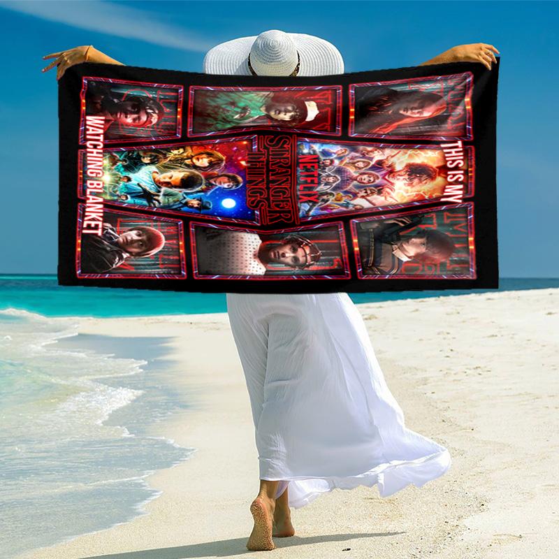 Halloween horror thriller theme Stranger Things soft beach towel outdoor camping vacation swinging beach scarf decorative blanket B2