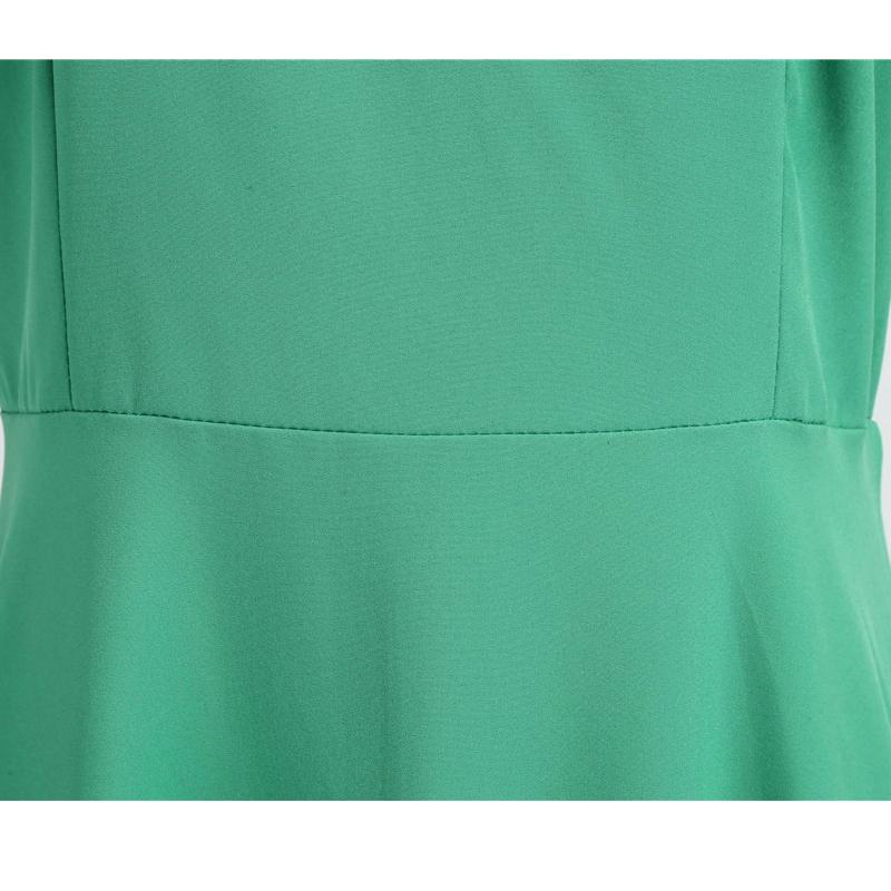 Summer New Style Solid Color Green Short-sleeved Casual Retro Big Swing Dress