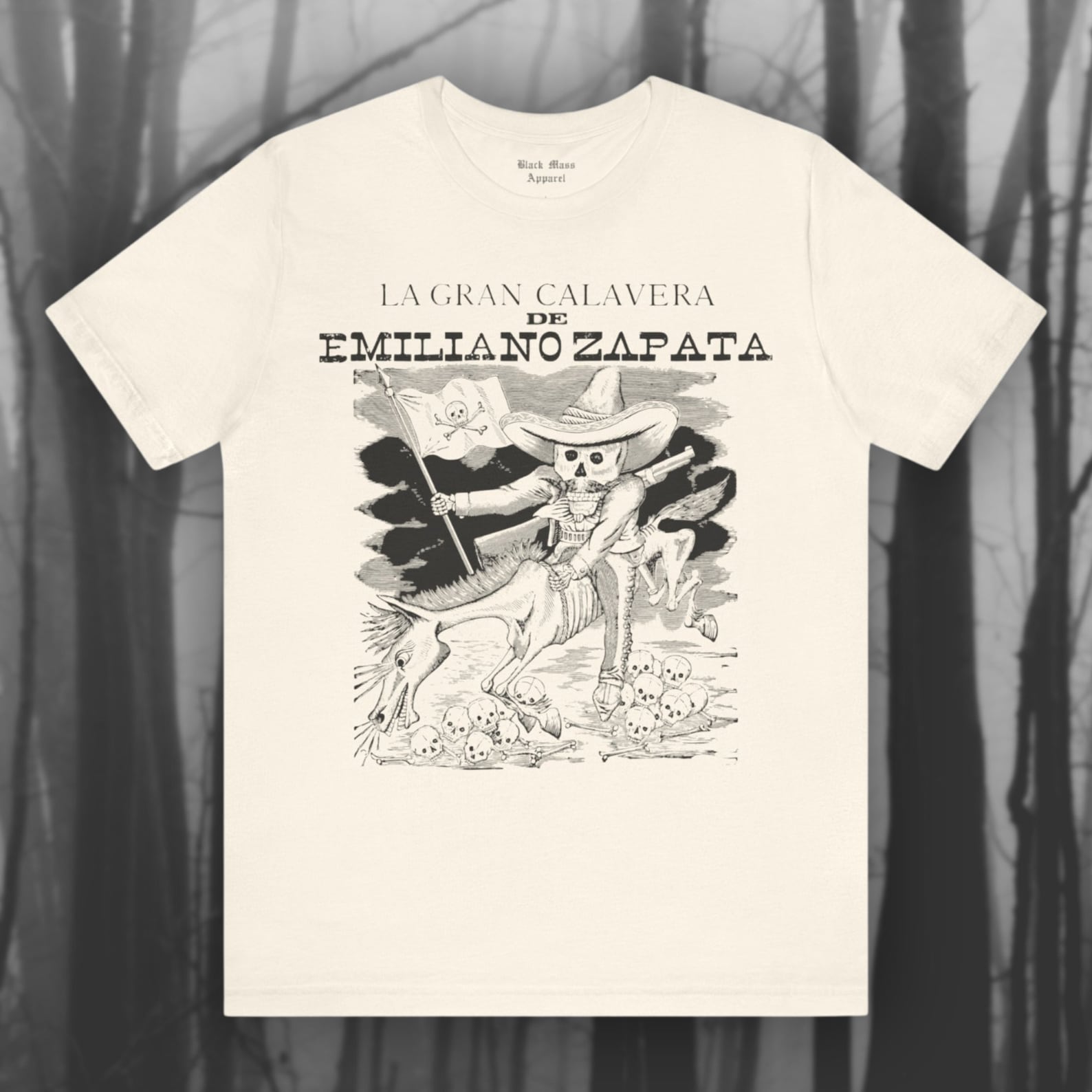 Calavera de Emiliano Zapata , Jose Guadalupe Posada Shirt, Mexican Heritage T-Shirt, Vintage Hispanic Folk Art Unisex Short Sleeve Tee XL