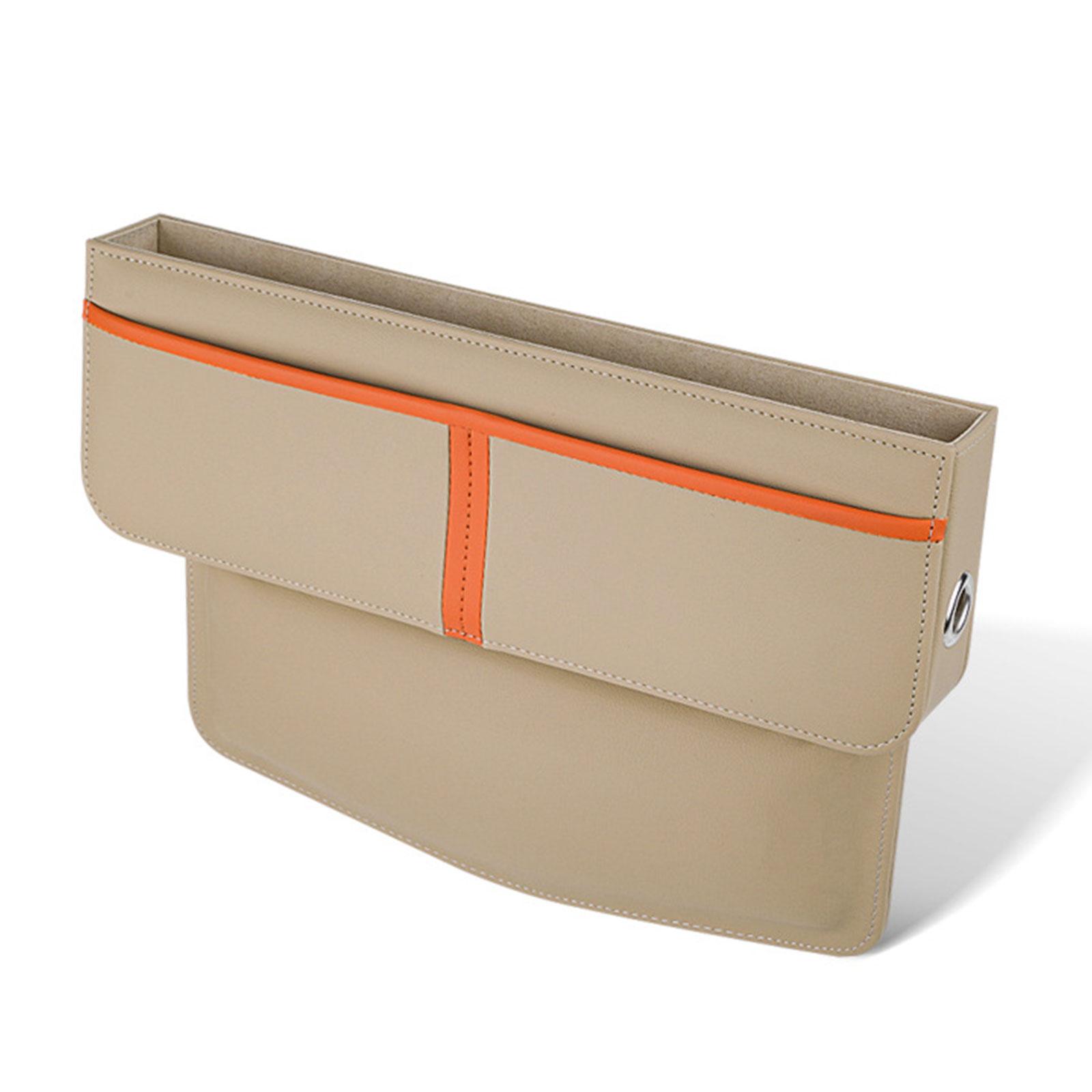 

Автомобильный боковой органайзер на консоль из ПУ кожи, ящик для хранения в щель между сиденьем и консолью, наполнитель щели с подстаканником, автомобильные аксессуары для хранения и организации бежевый