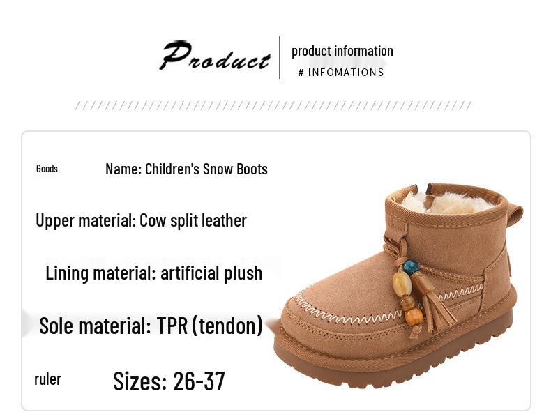 Girls' Fleece-Lined Snow Boots, 2025 Winter Collection, Warm, Stylish, Non-Slip, Short Cotton Boots for Little Girls.