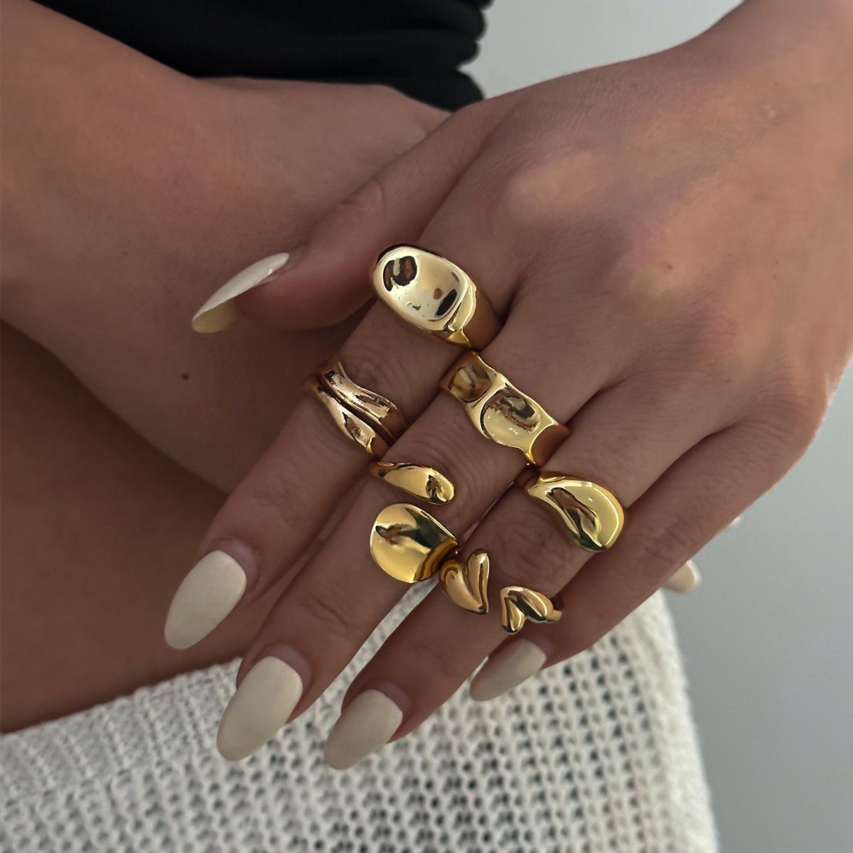 

Аксессуары, Набор колец-бантиков с лавовой текстурой, Шарнирное кольцо, Простые геометрические кольца-обнимашки, Ювелирные изделия