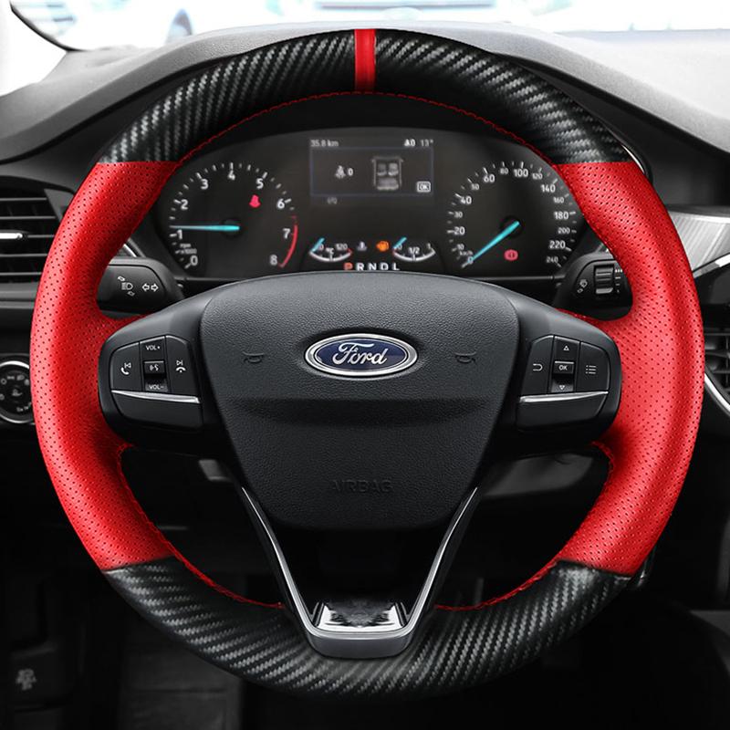 DIY Car Steering Wheel Cover 100% Fit For Ford Focus 4   Fiesta 17-19 Tourneo 2018  New Focus Car Accessories
