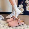 Bow one pedal soft-soled half slippers retro versatile flat-bottomed Boken bag head slippers women's 2025 spring and autumn new models