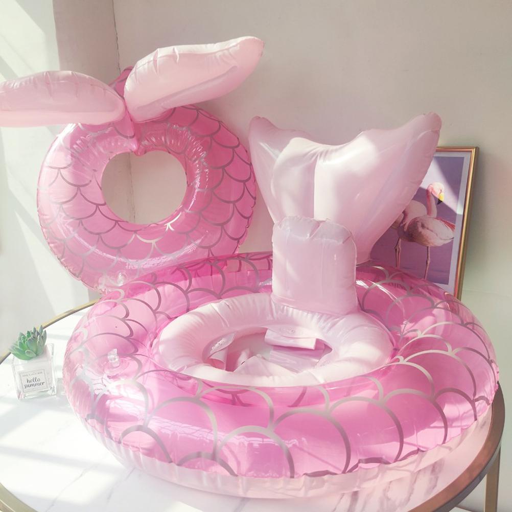 Inflatable Baby Swimming Ring with Seat Pink 63x47cm