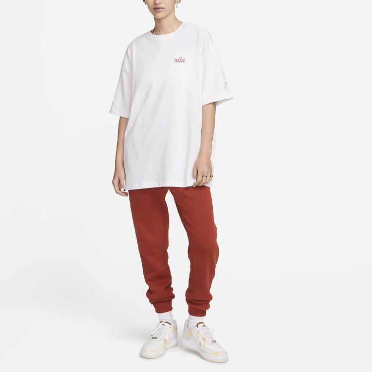 Nike Letter Embroidery Cartoon Anime Pattern Loose Short Sleeve Drop Shoulder T-Shirt Women T-Shirts White HF4752-100