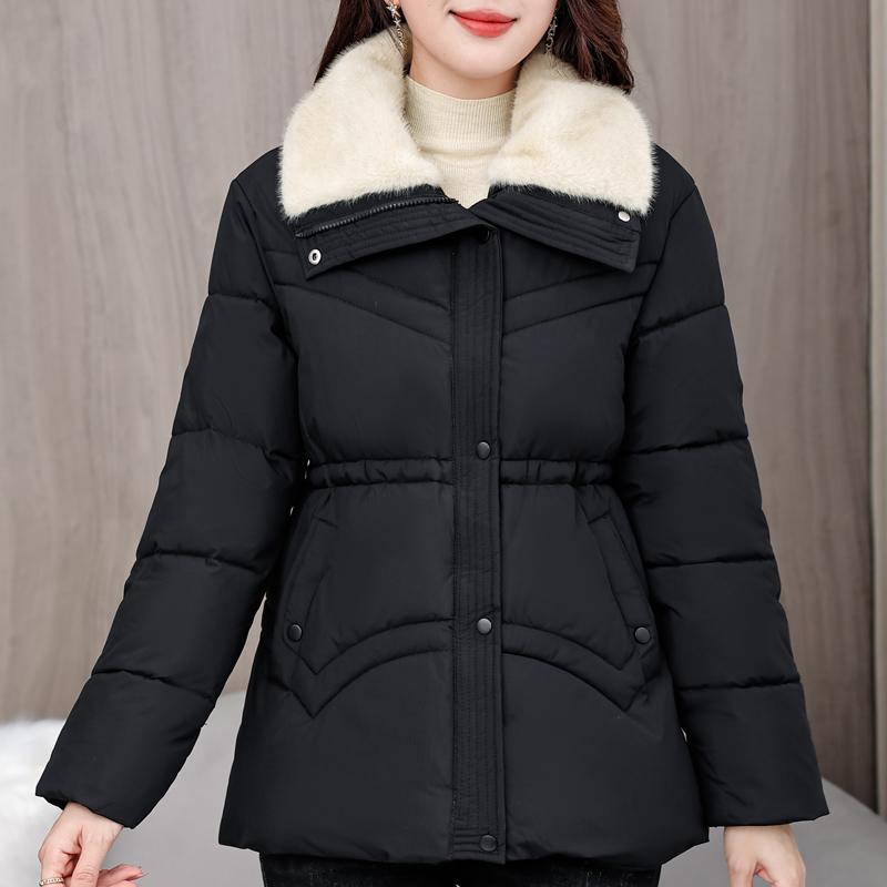 

Модные женские зимние теплые пальто с воротником из искусственного меха, повседневные толстые парки, женские куртки L чёрный