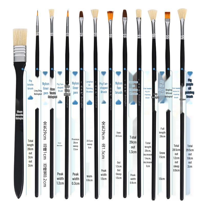 

Black Knight 12-Piece Nylon Brush Set for Oil, Acrylic, and Graffiti Art 12-piece Set