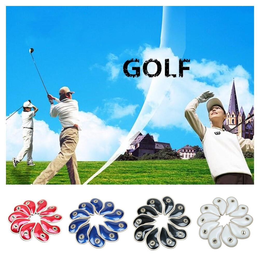 10pcs/Set High Strength PU Leather Golf Iron Head Covers Set