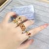 French Court Medieval Light Luxury Colored Treasure Red Zir*****Pen Ring Fashion Niche Light Luxury High-End Ring Woman