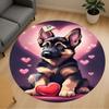 1 szt. Mata pod krzesło Okrągła Mata podłogowa z motywem szczeniąt, serca, miłości - Antypoślizgowa Mata podłogowa do biura, sypialni, wystroju domu Prezent świąteczny c0528074