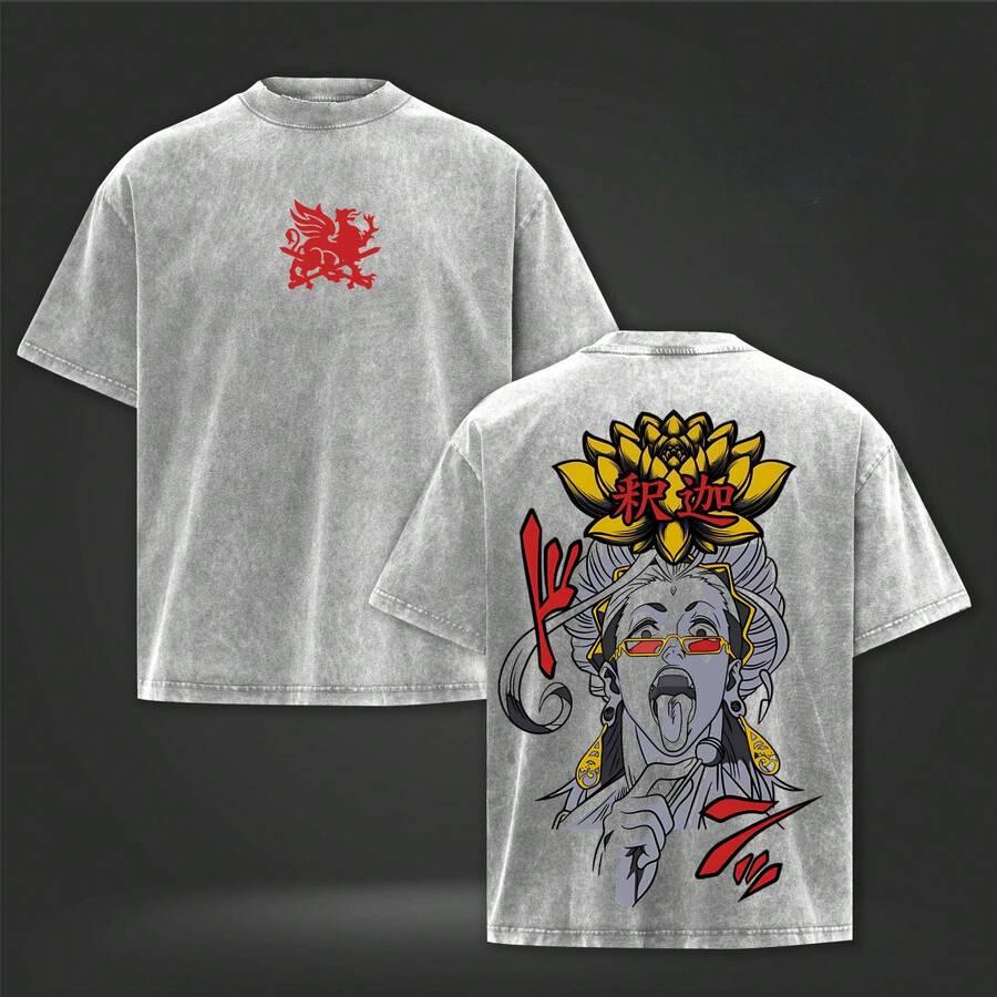 

Buddha Record Of Ragnarok Anime Clothing Men Women Cotton T-shirts Short Sleeve Washed T Shirt Vintage Tshirt Harajuku Male Tops S серый