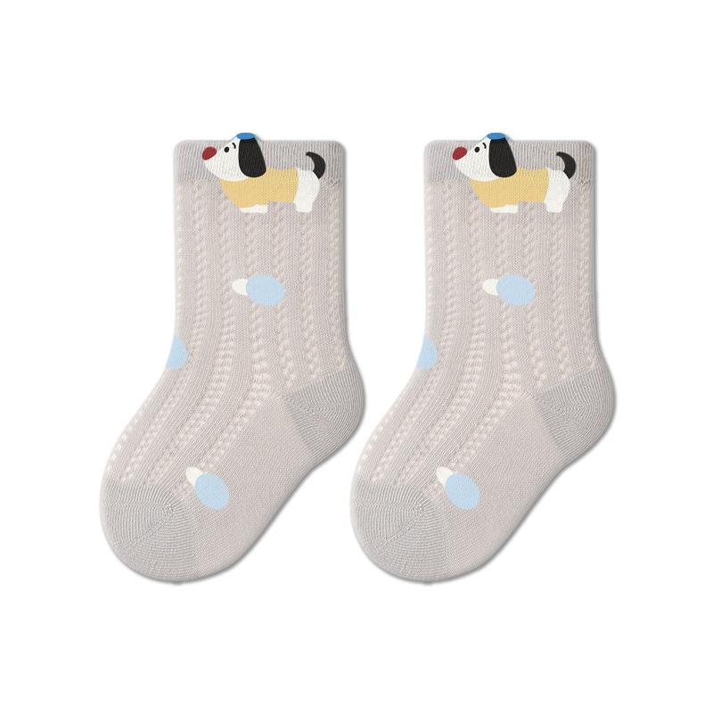 Baby Socks Summer Thin Mesh Breathable Cartoon Cute Dog printing Soft Knit Mid Tube Socks Boy Girl Infant Kids Casual Socks