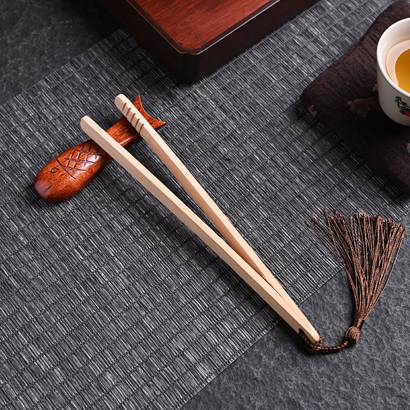 Rosewood Fish-Shaped Leaf Tea Tongs & Chopstick Rest