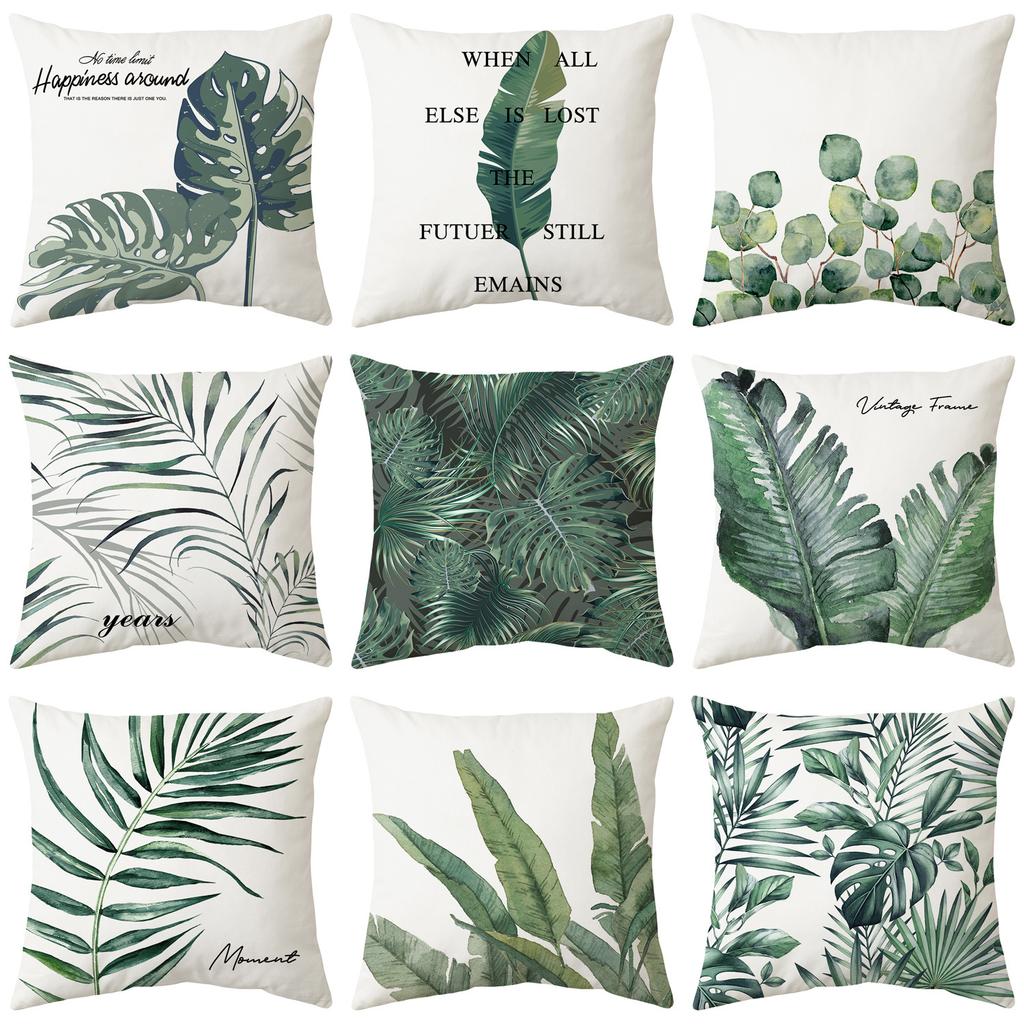 New Tropical Plant Cushion Peach Skin Pillow Nordic Fresh Living Room Sofa Pillow Cover