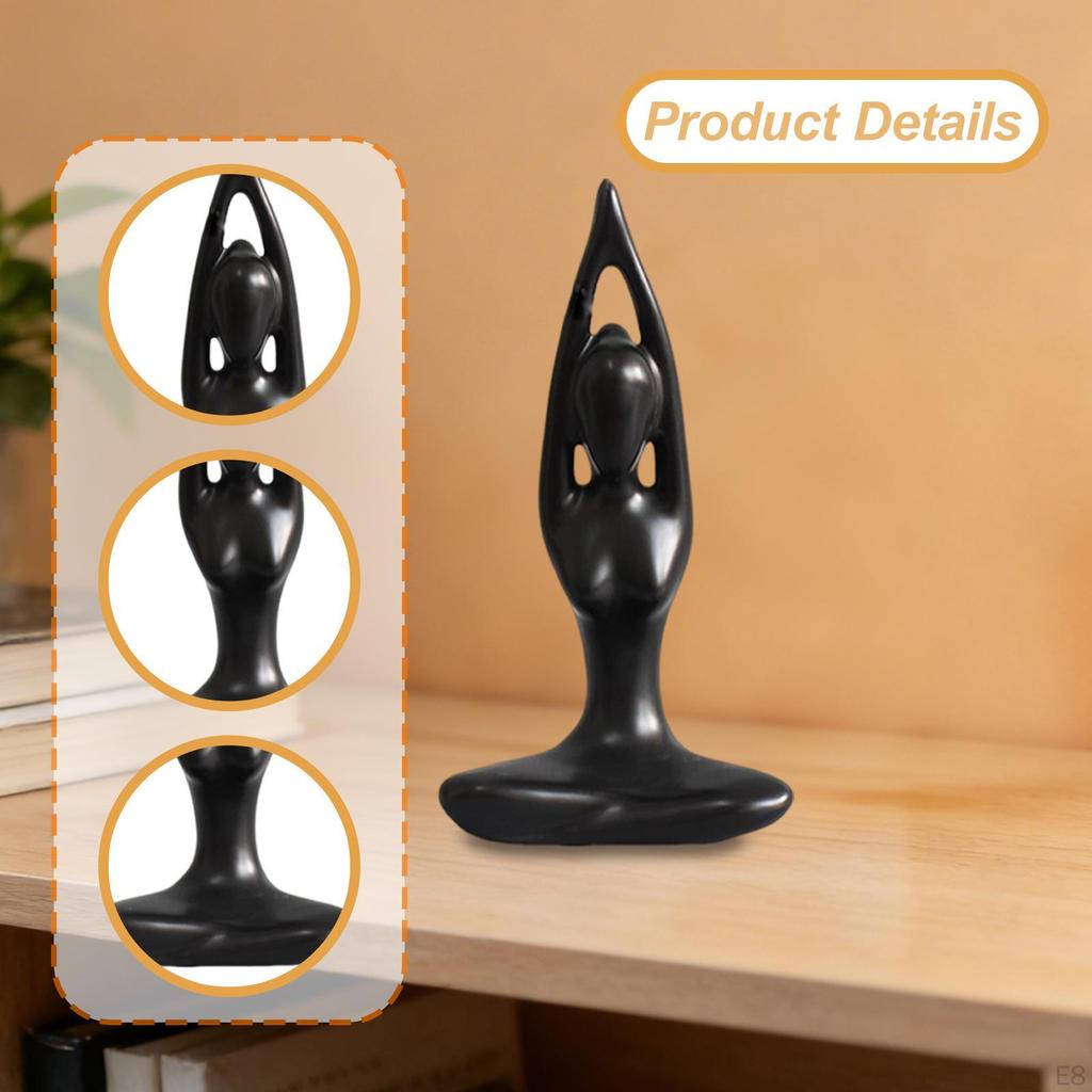 Ceramic Statue Art Sculpture Decor Small Figurine Meditation for Cabinet Desktop Shelf