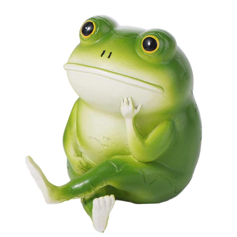 Lustige Cartoon Denkende Frosch Figur Kunstharzhandwerk Niedliche Kleine Froschstatue Handarbeit Tierornament Bonsai Dekoration