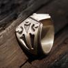 Adjustable Open Ring Men Women Sterling Vintage Geometric Carved Armor-Style Band Retro Industrial Fashion