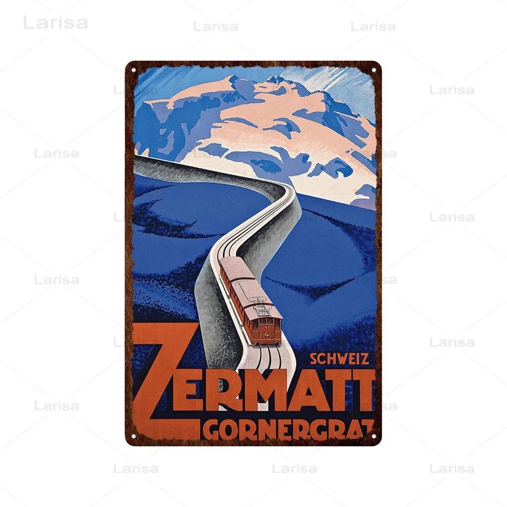 Stadt Wahrzeichen Metallposter Reise Stadt Schilder Griechenland Berglandschaft Blechschild Plakette Poster für Bar Kneipe Club Heimdekor