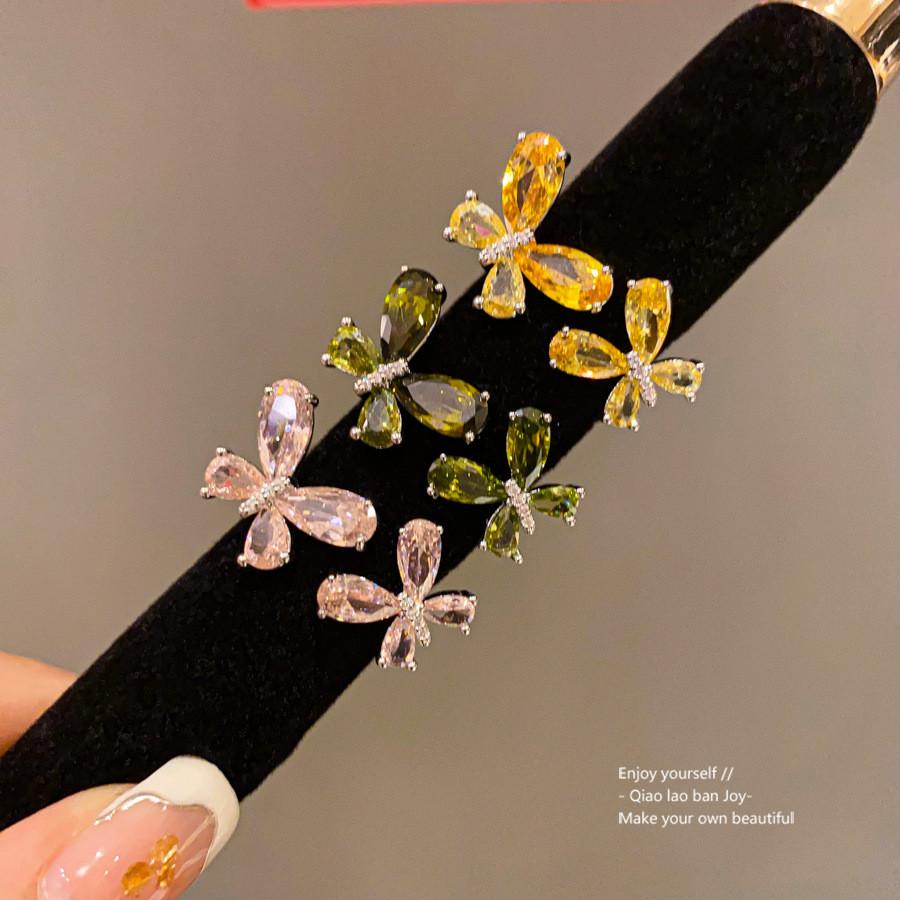 Animal Inspired Butterfly Open Ring With Cubic Zirconia For Fashion Women