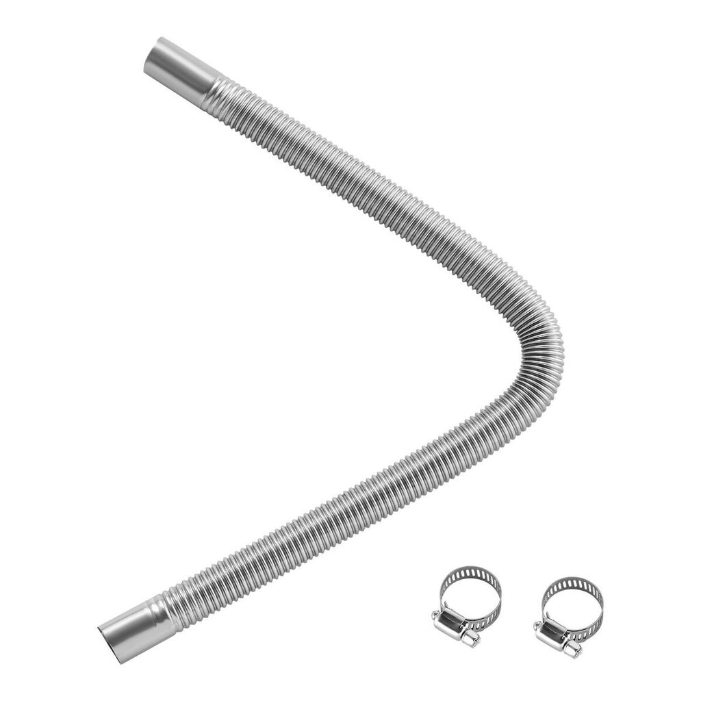 Exhaust Hose, 600mm Diesel Heater Flexible Exhaust Pipe, Stainless Steel Exhausts Hoses with 2 Hose Clamps, Air Diesel Parking Heater Exhausts Hoses