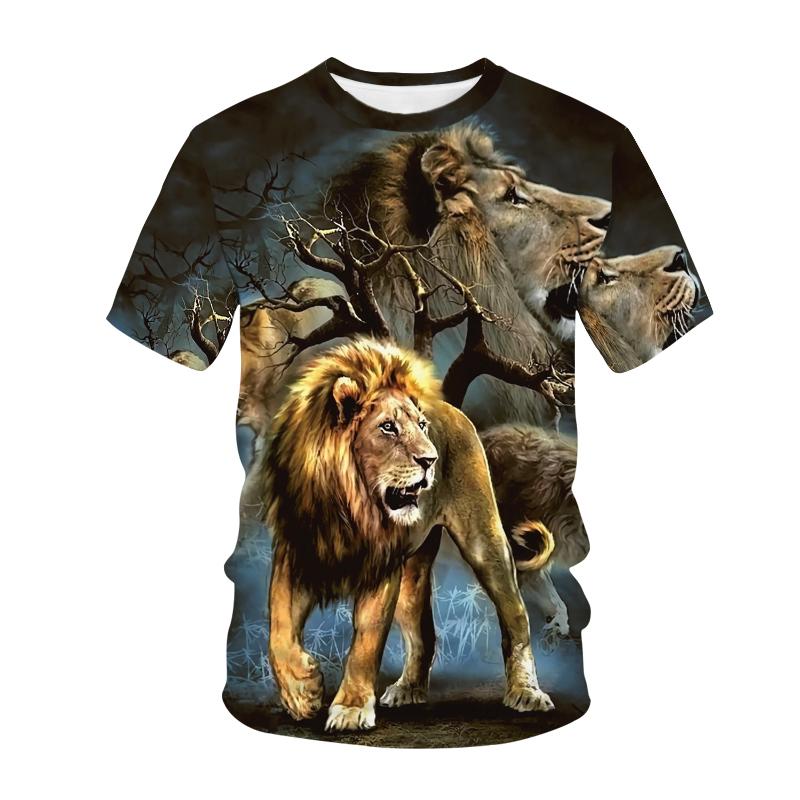Summer Lion Tiger T shirt Animal 3d Print Men Women Fashion O-Neck Tshirts Male Top