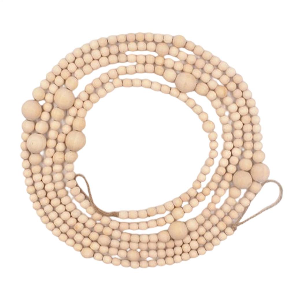 12FT Christmas Wood Bead Wreath DIY Christmas Wooden Beads Garland For Christmas Tree Indoors Fireplace Decoration