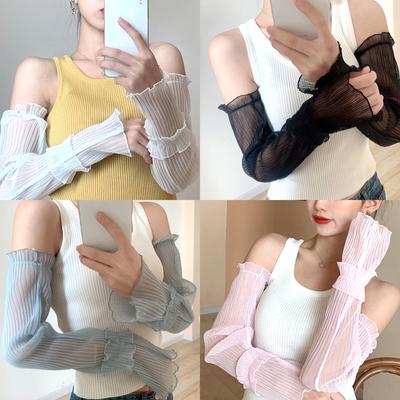 Photography Atmosphere Mesh Yarn Flower Side Lace Ice Sleeves Daily Wear Clothing Decor Arm Cover Women Sun Protection Uv Mitten