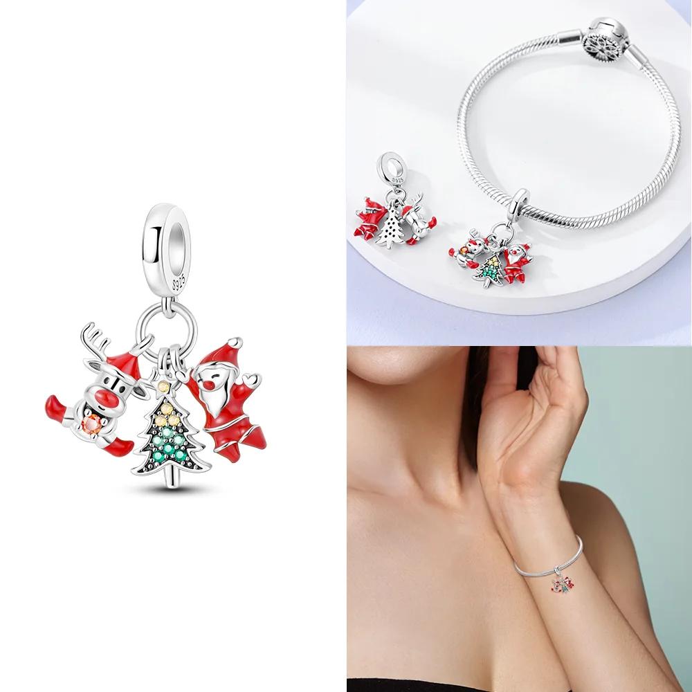 Copper Charms Original Father Christmas Penguin Snowflake Beads Fit Bracelet Women Diy Gift Christmas Present