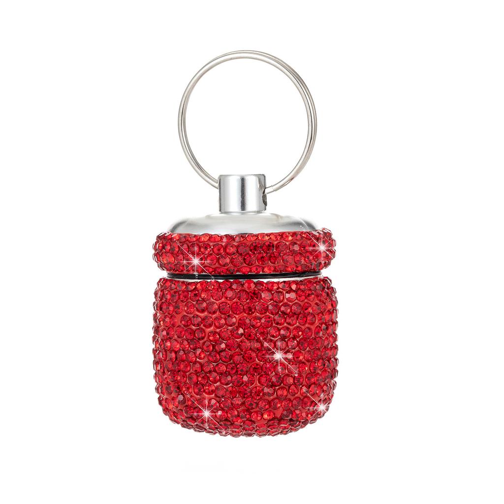 Portable Diamond Pills Case Keychain Waterproof Pills Container Small Box Pendant for Travel and Outdoor Activities