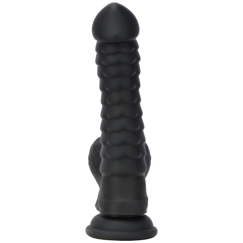 Czarna podwójna twardość Miękka płynna silikonowa waga Caterpillar Model Shaped Dildo