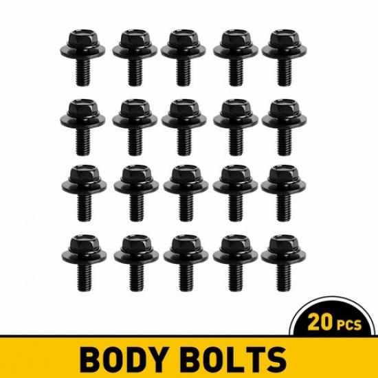 20X Body Bolts Screw Fastener Fender M6-1.0x 16mm Long-10mm Hex- 17mm Washer EXV