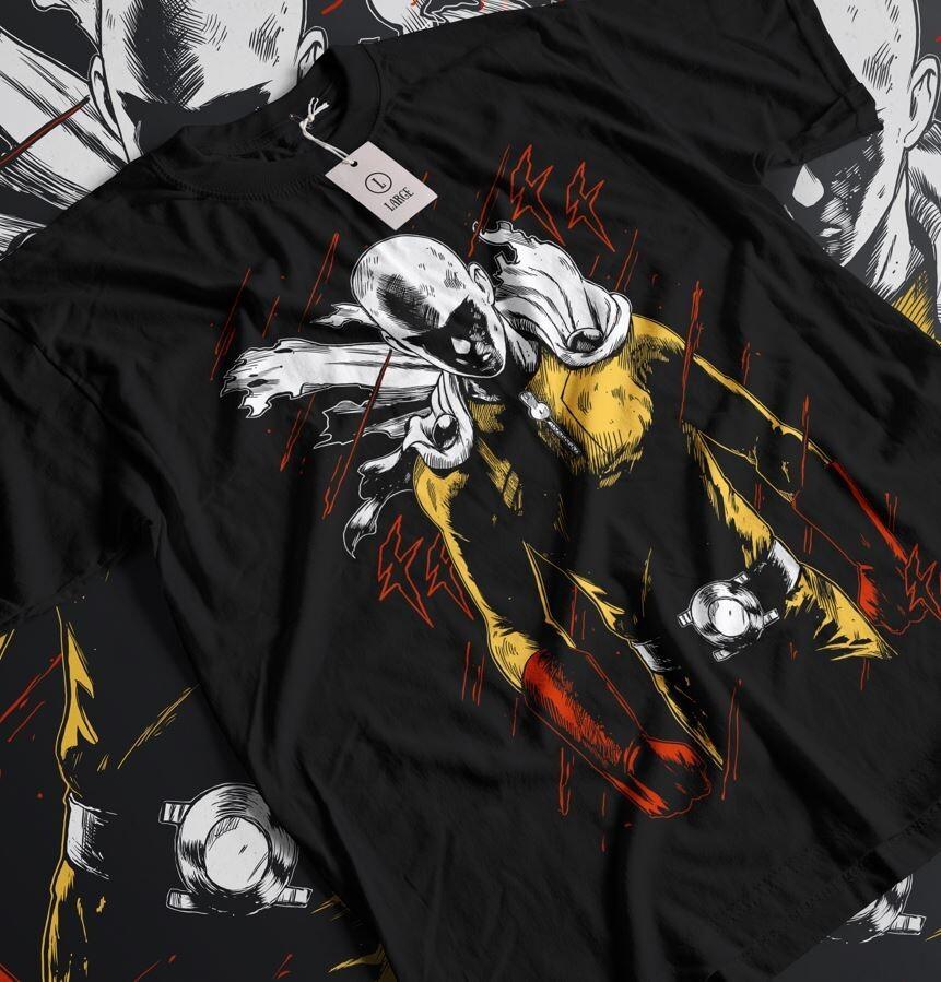 SAITAMA One Punch Man T-Shirt Anime Manga Gifts Black unisex gift shirt