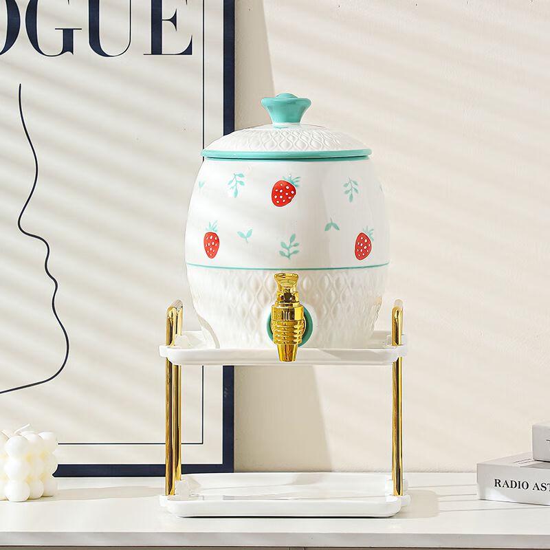 Cute Panda Glass Cold Water Pitcher & Cup Set with Faucet