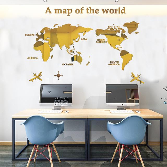 Cross Asia Edition Acrylic Map Wall Sticker for Home and Living Room Decor