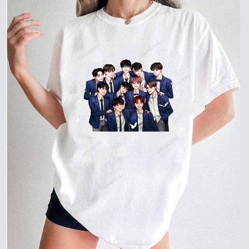 Unisex Women Hip Hop Streetwear Harajuku Camisetas The Boyz KPOP Streetwear TShirt Short Sleeve Cotton Graphic T Shirts Popular Tee