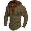 Men's Solid Color Pleated Hoodie T-Shirt – Lace-Up, Long-Sleeved, Basic Street Style