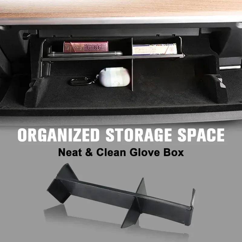 Car Glove Box for Tesla Model 3/Y 2018-2025 Storage Partition Plate Console Organizer Container Glovebox Center Layered Shelf
