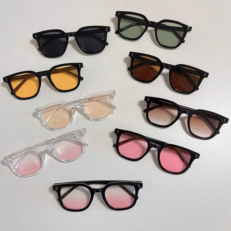 Lunettes de soleil pour femmes, monture noire, poudre, blush, sans maquillage, embellissement de soi, monture carrée large