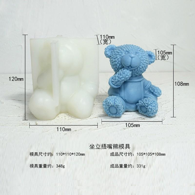 

15cm Large Stand Bear Candle Silicone Mold Strap Plush Bear Candle Mould Cute Bears Dad Mom Resin Gypsum Molds christmas gift