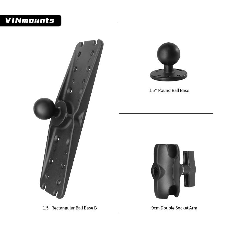 Rectangular 3x11 Inch Marine Plate with 1.5 Inch Ball for Lowrance/simrad/sonar/furuno/GPS Fish Finder VIN-CD-TYQ6-1.5"