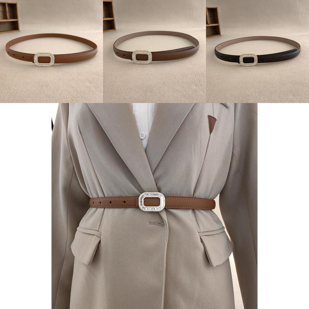 Fashionable Genuine Leather Small Belt For Women With Alloy Closure For Summer Outfits