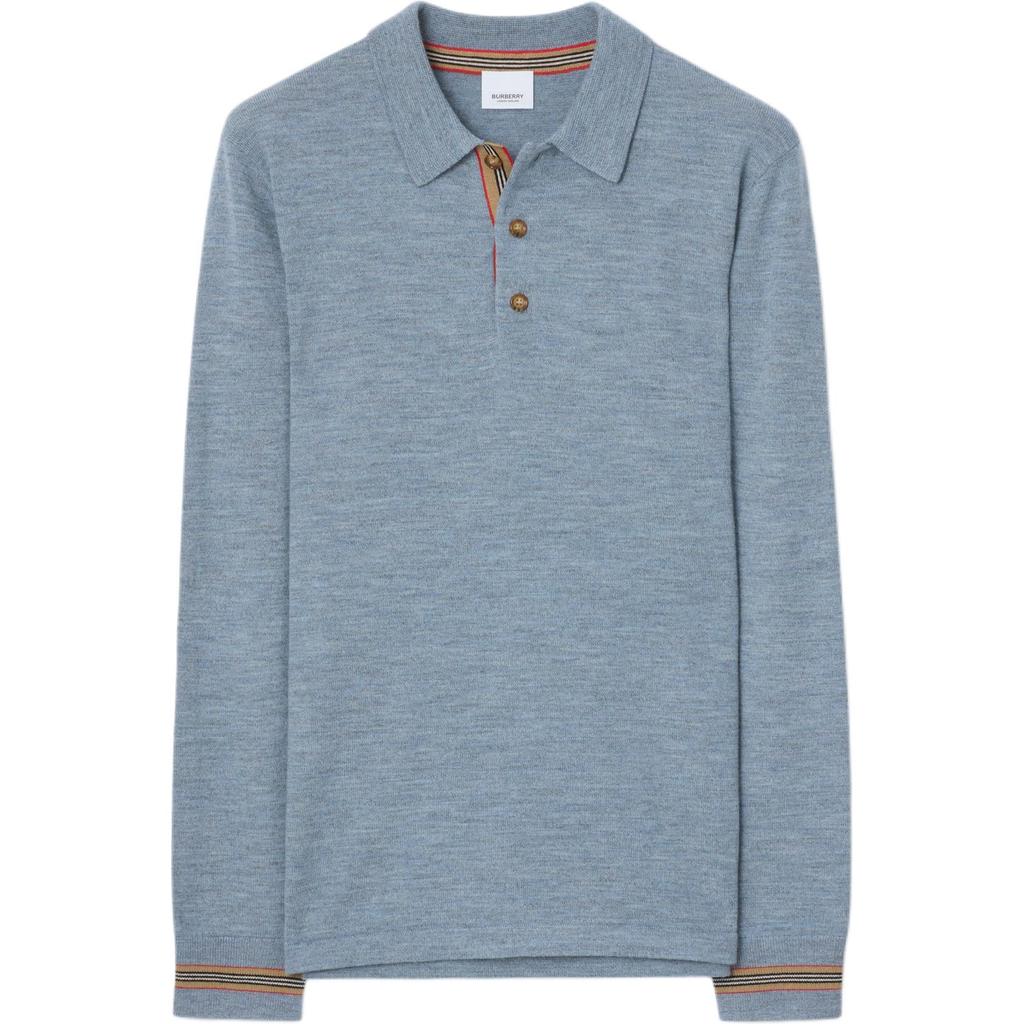 Burberry Sweaters Men's Medium Blue Polo Collar Moderate 81117791
