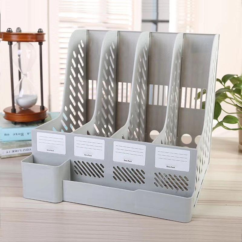 Office Supplies File Holder A4 Desktop Storage File Column Stationery Plastic Thick File Frame File Organizer