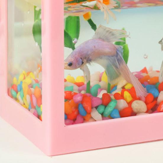 Mini Betta Fish Tank Stackable Building Block Tiny Aquarium Fish Bowl Clear Visible Rectangular Small Shrimp Fish Cube Tank Decoration
